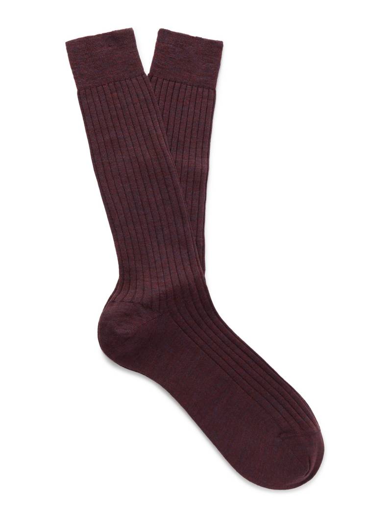 Mr P. - Ribbed Merino Wool-Blend Socks - Men - Purple von Mr P.