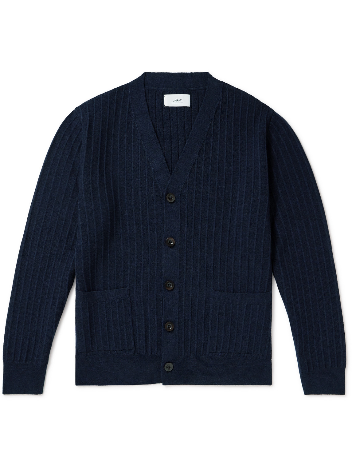 Mr P. - Ribbed Merino Wool Cardigan - Men - Blue - XS von Mr P.