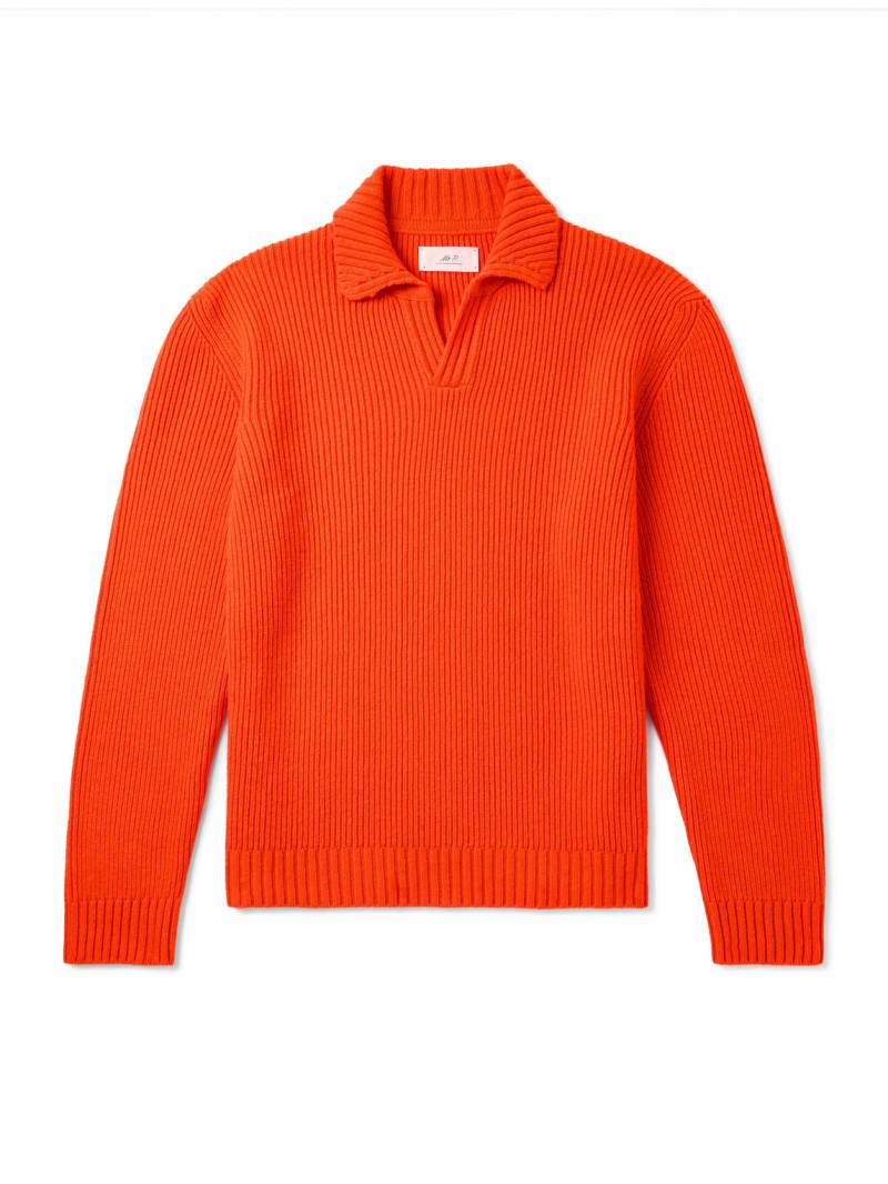 Mr P. - Ribbed Merino Wool Polo Shirt - Men - Orange - XS von Mr P.