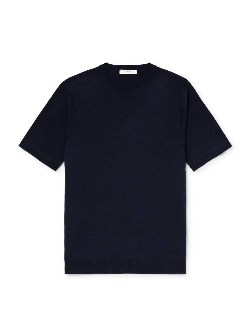 Mr P. - Ribbed Merino Wool T-Shirt - Men - Blue - S von Mr P.