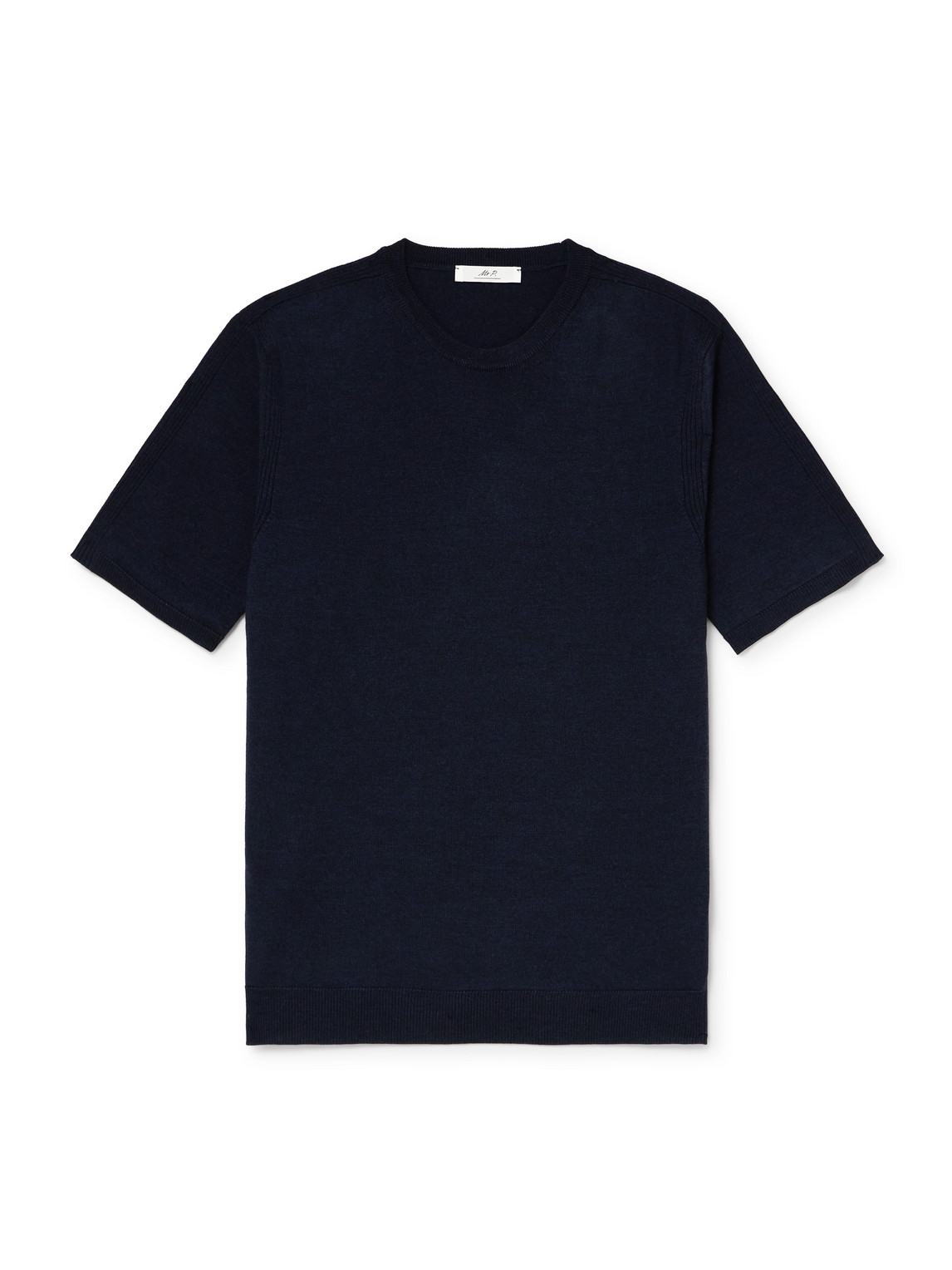 Mr P. - Ribbed Merino Wool T-Shirt - Men - Blue - XL von Mr P.