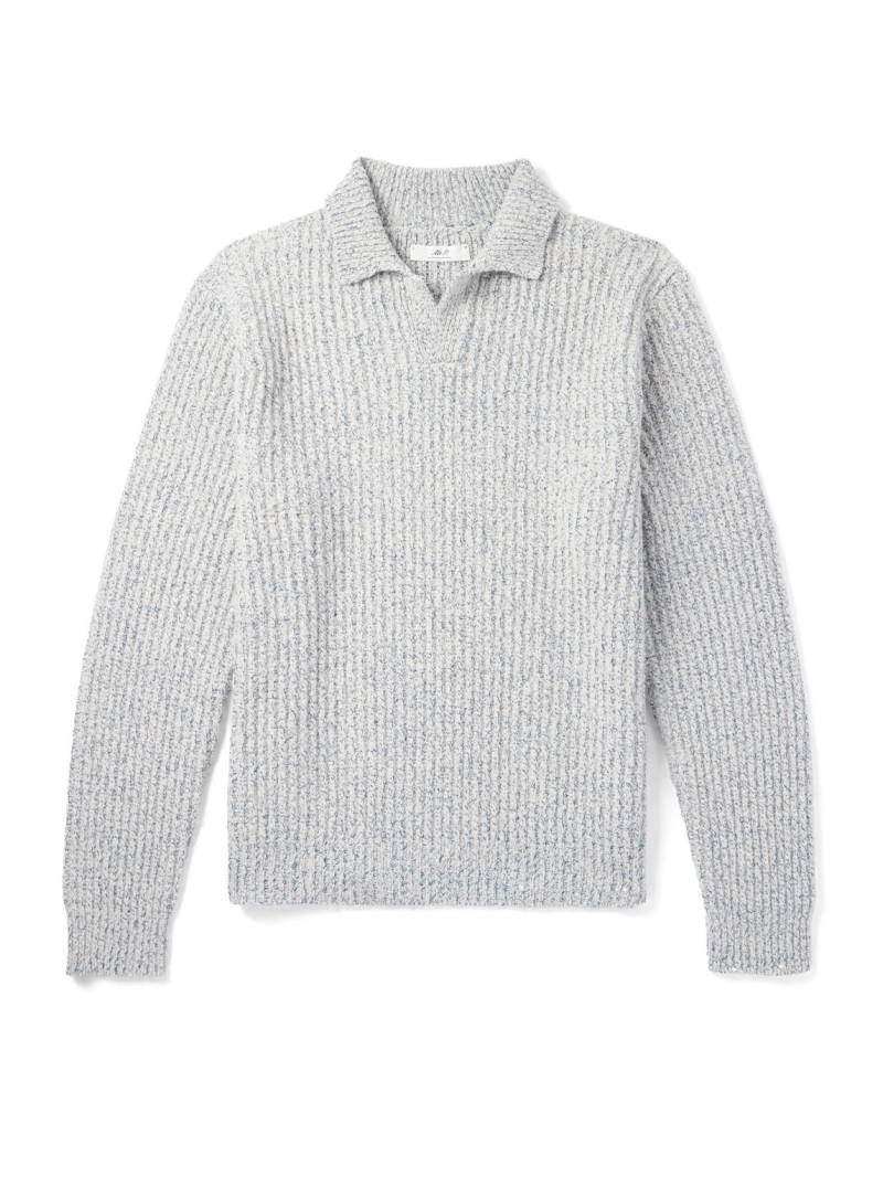 Mr P. - Ribbed Wool, Silk and Cashmere-Blend Polo Shirt - Men - Gray - L von Mr P.