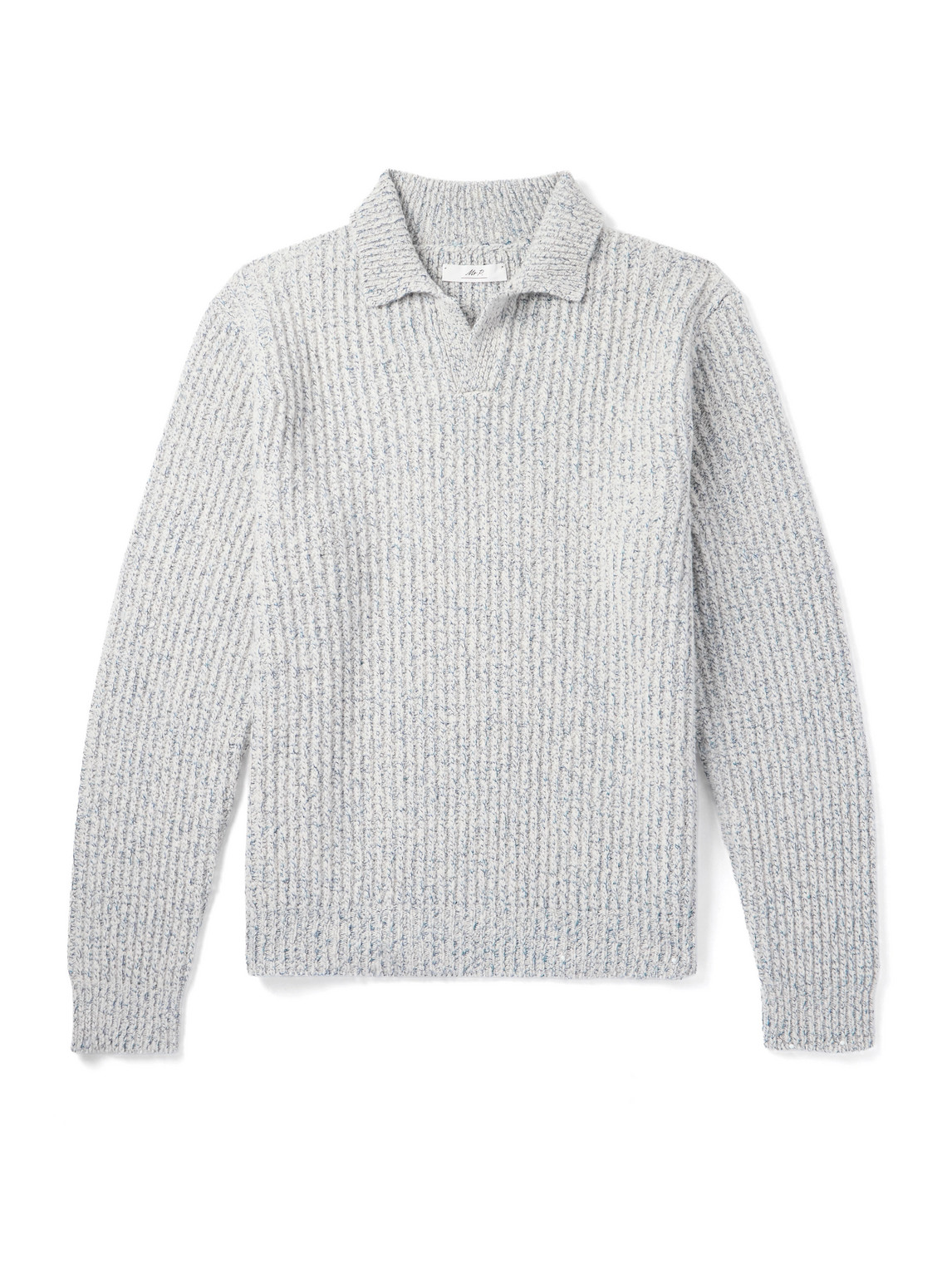Mr P. - Ribbed Wool, Silk and Cashmere-Blend Polo Shirt - Men - Gray - XS Mr P. - Ribbed Wool, Silk and Cashmere-Blend Polo Shirt - Men - Gray - XS von Mr P.