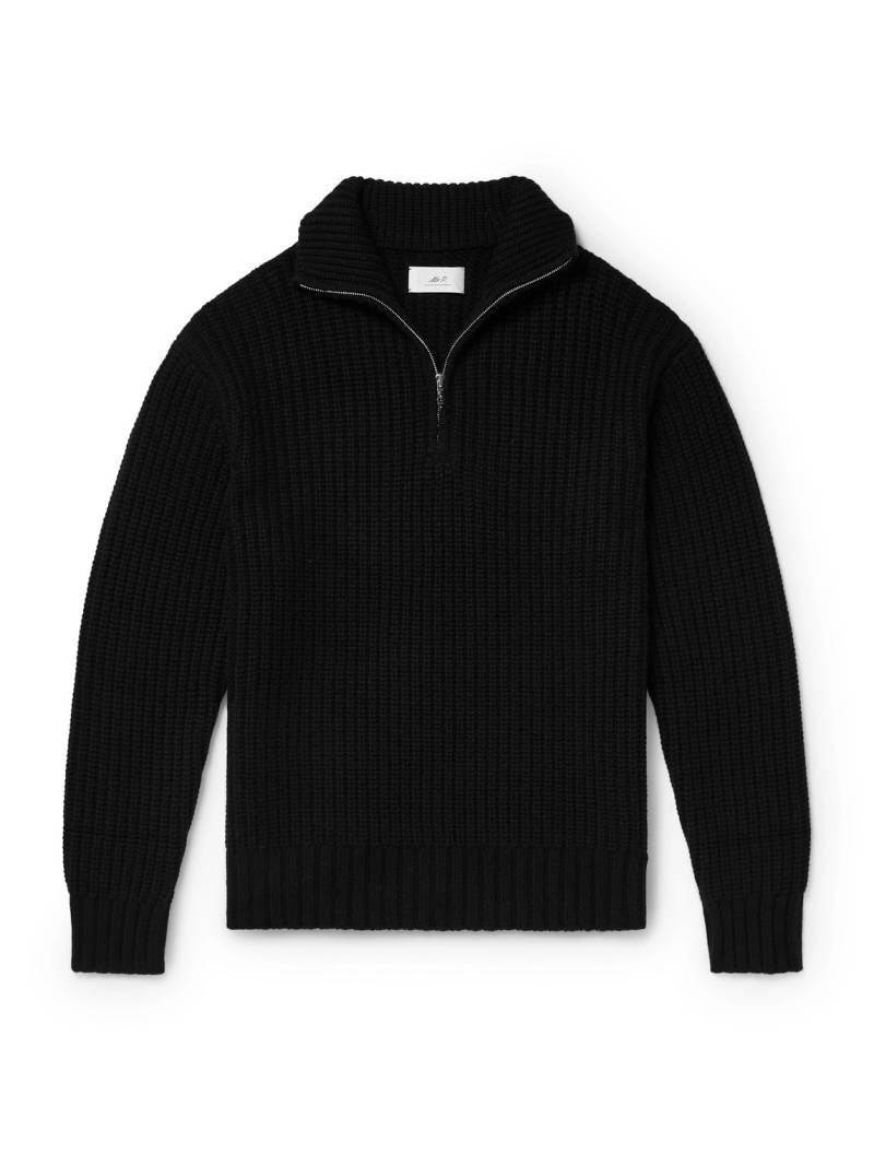 Mr P. - Ribbed Wool and Cashmere-Blend Half-Zip Sweater - Men - Black - S von Mr P.