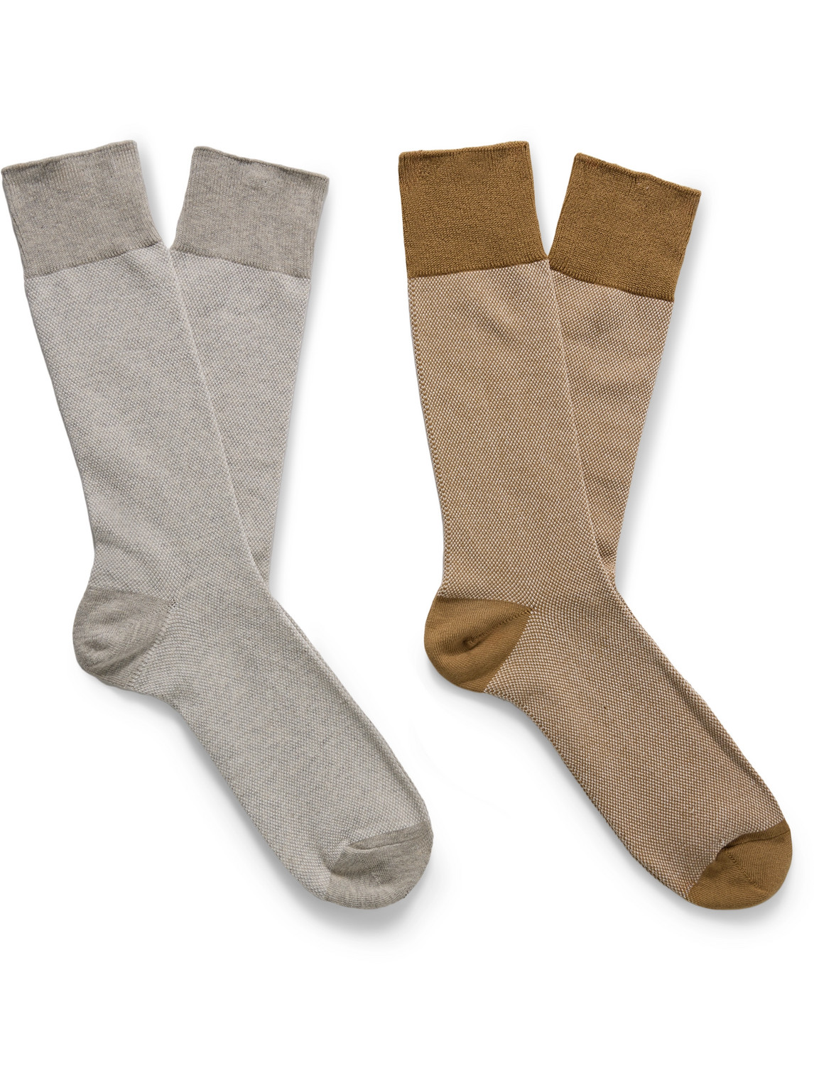Mr P. - Set of Two Birdseye Cotton-Blend Socks - Men - Gray Mr P. - Set of Two Birdseye Cotton-Blend Socks - Men - Gray von Mr P.