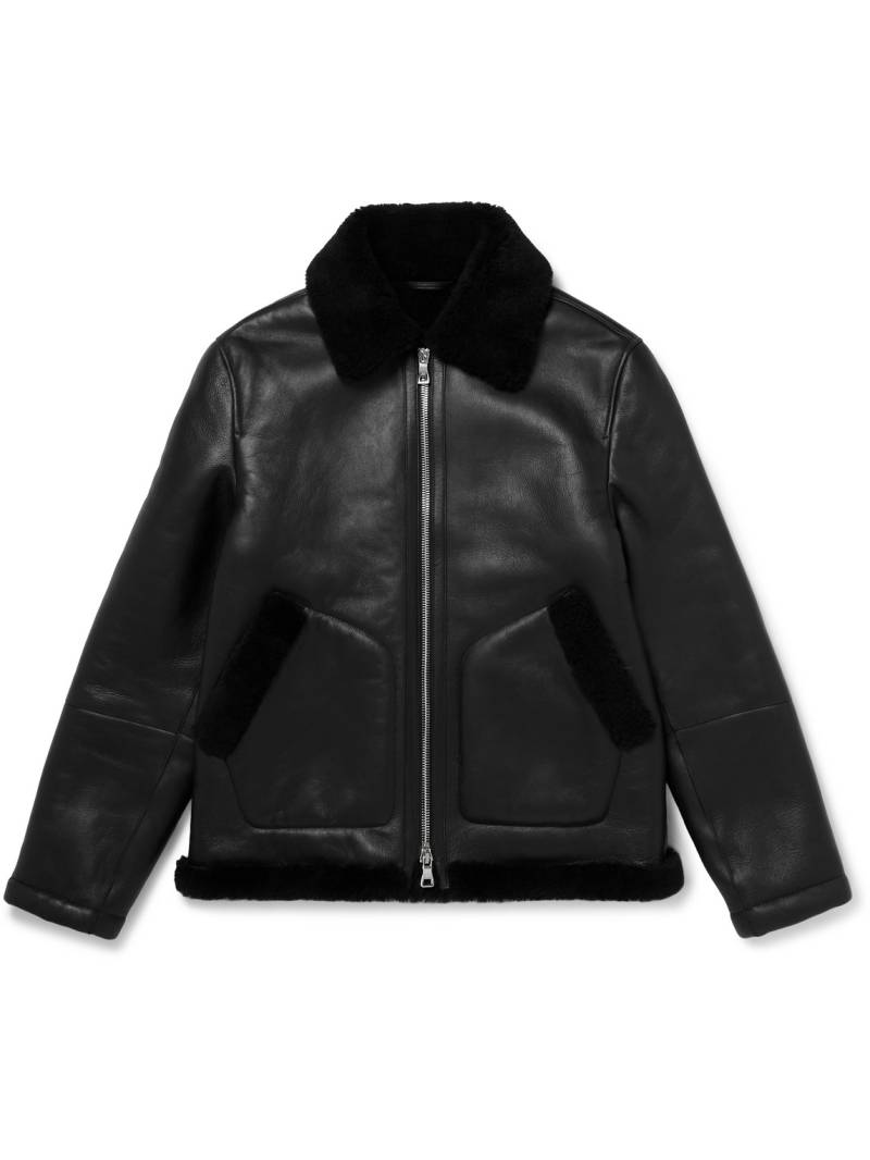 Mr P. - Shearling-Lined Nappa Leather Trucker Jacket - Men - Black - XS von Mr P.