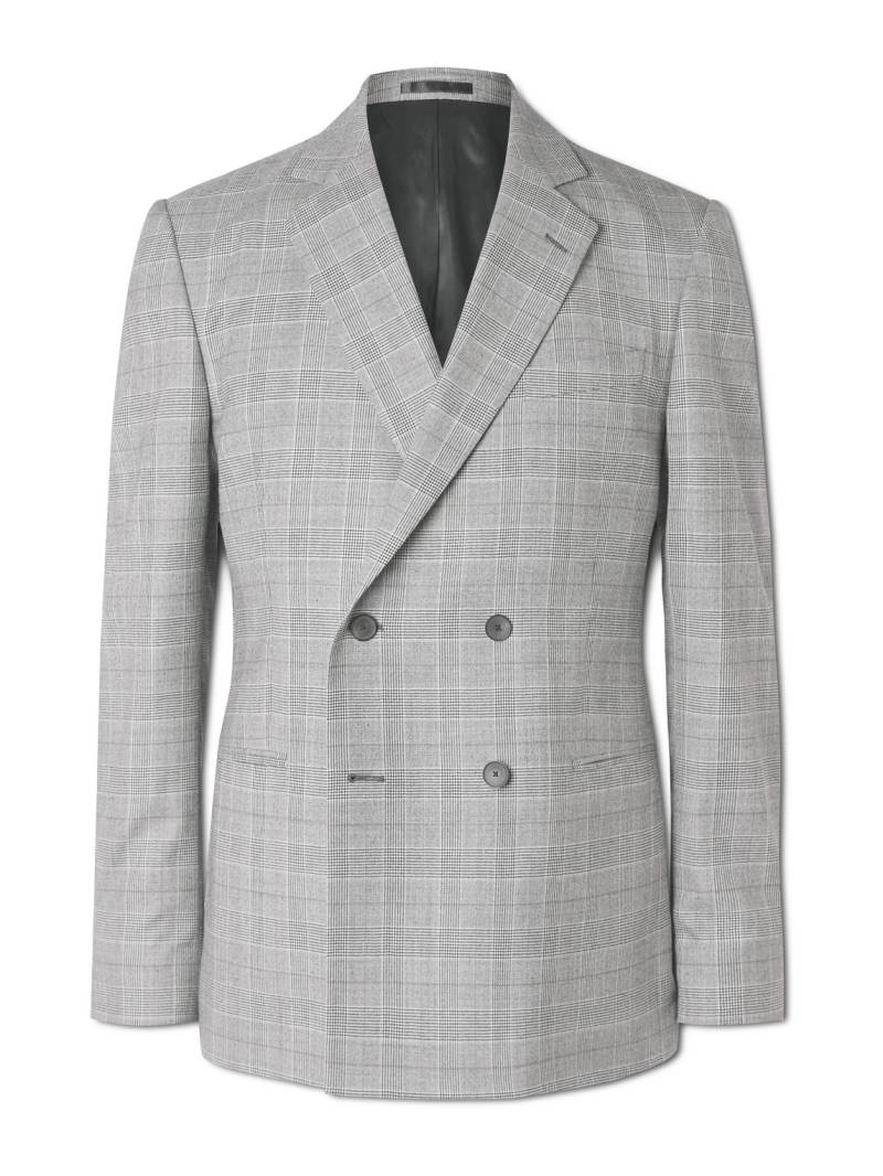 Mr P. - Slim-Fit Double-Breasted Prince of Wales Checked Wool-Flannel Suit Jacket - Men - Gray - 40 von Mr P.