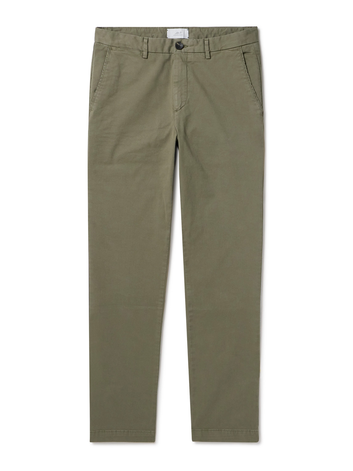 Mr P. - Slim-Fit Straight-Leg Cotton-Blend Twill Chinos - Men - Green - 38 von Mr P.