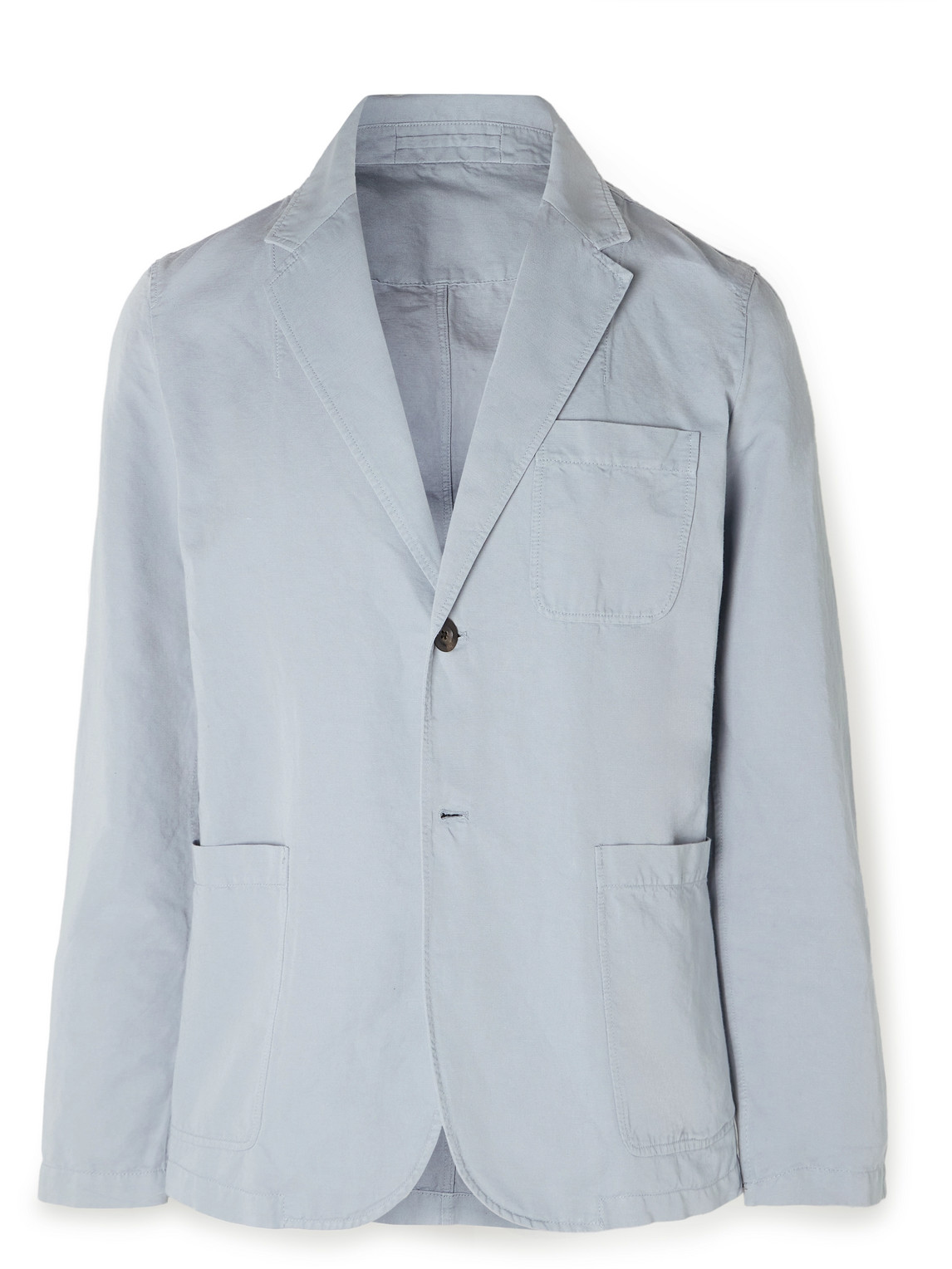 Mr P. - Slim-Fit Unstructured Garment-Dyed Cotton and Linen-Blend Twill Blazer - Men - Blue - 42 von Mr P.