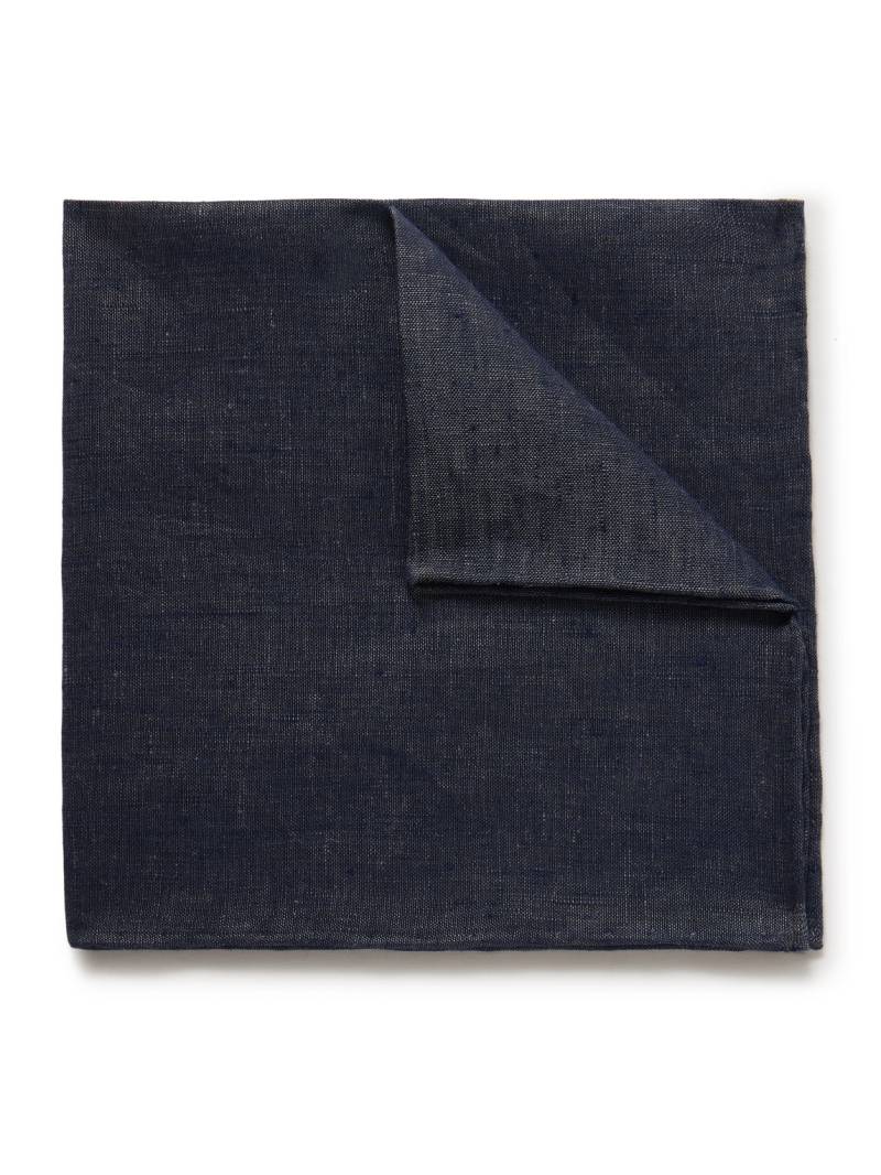 Mr P. - Slub Linen Pocket Square - Men - Blue von Mr P.