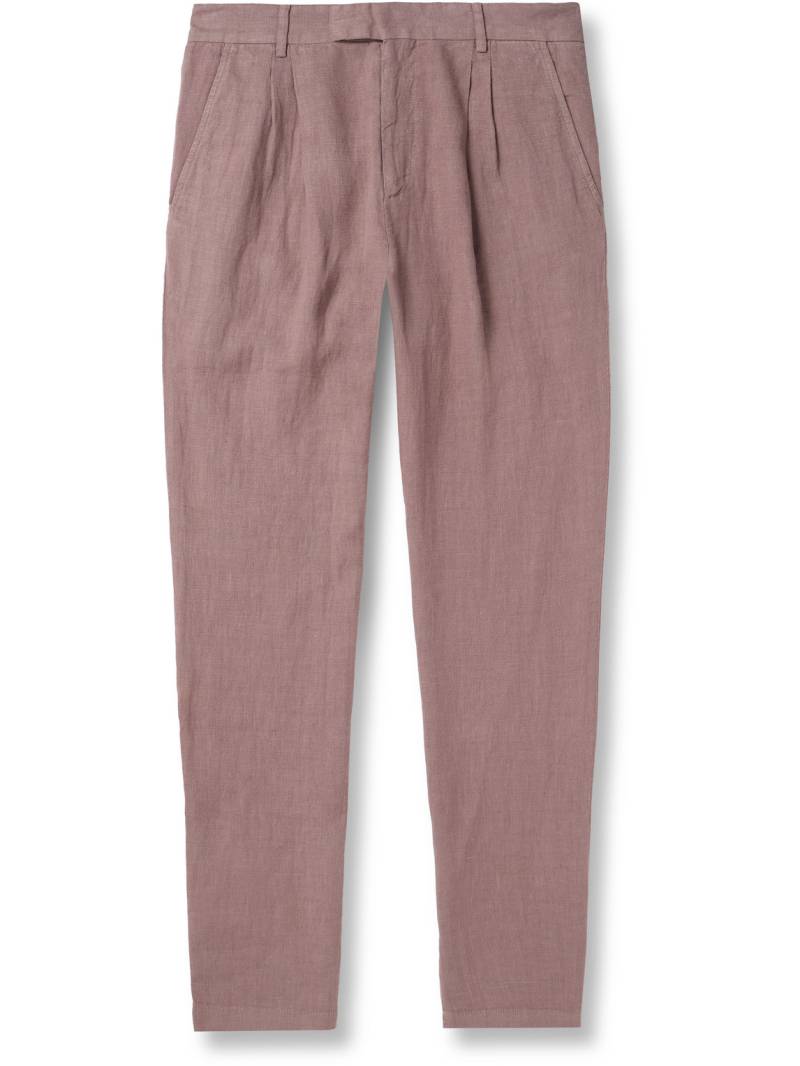 Mr P. - Steve Tapered Pleated Organic Cotton and Linen-Blend Trousers - Men - Pink - 32 von Mr P.