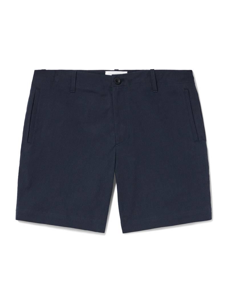 Mr P. - Straight-Leg Cotton-Blend Seersucker Shorts - Men - Blue - 34 von Mr P.