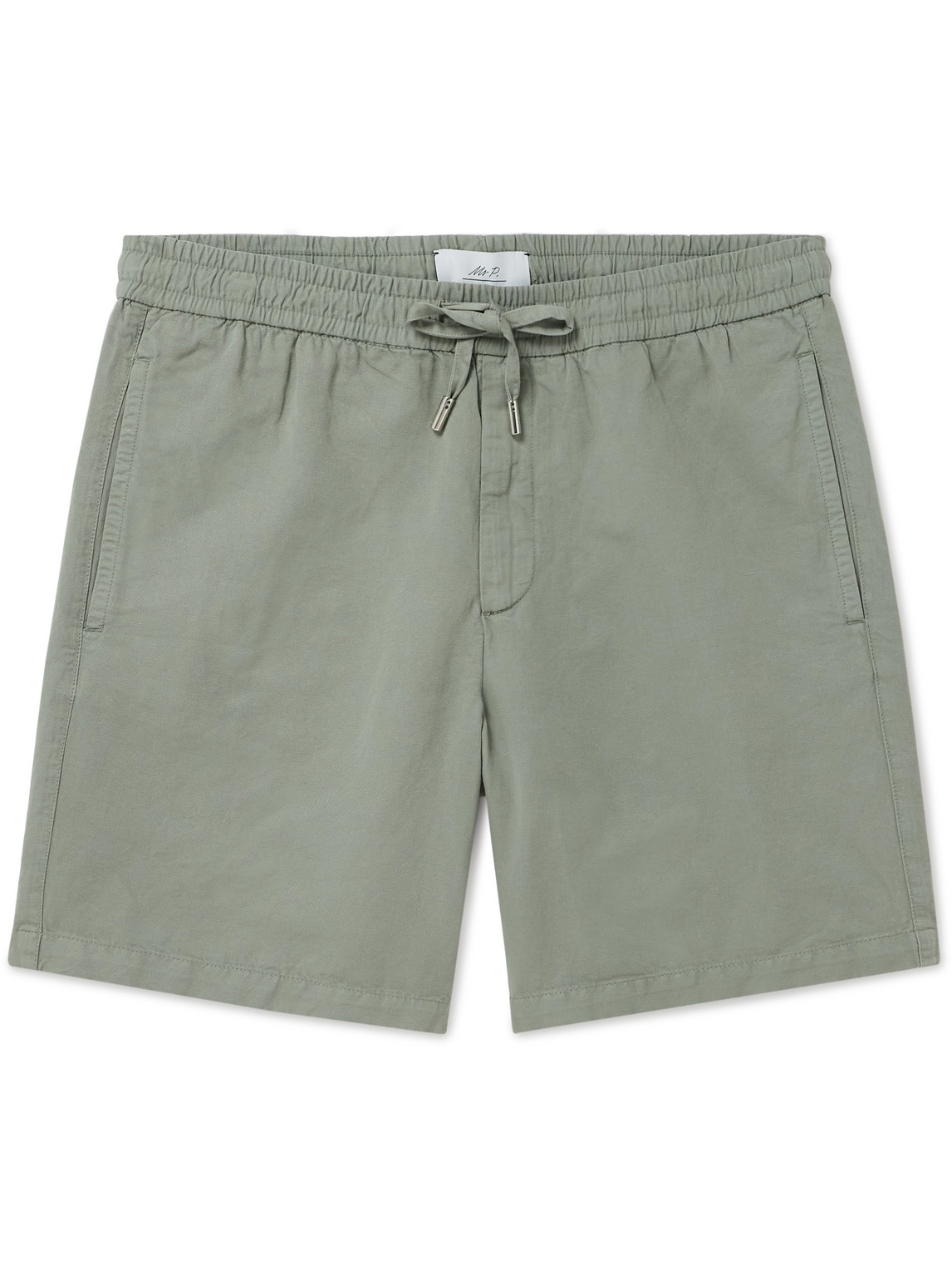 Mr P. - Straight-Leg Cotton and Linen-Blend Drawstring Shorts - Men - Green - 40 von Mr P.