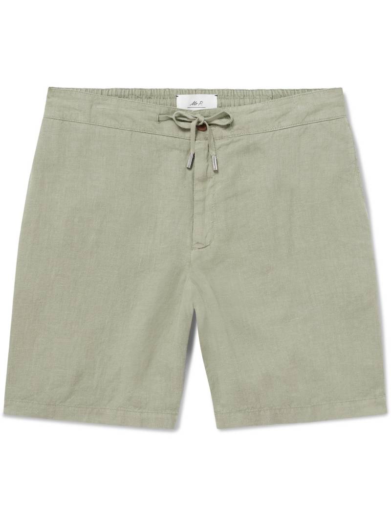 Mr P. - Straight-Leg Garment-Dyed Linen Drawstring Bermuda Shorts - Men - Green - 40 von Mr P.