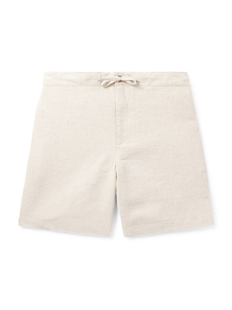 Mr P. - Straight-Leg Linen and Cotton-Blend Drawstring Shorts - Men - Neutrals - 28 von Mr P.