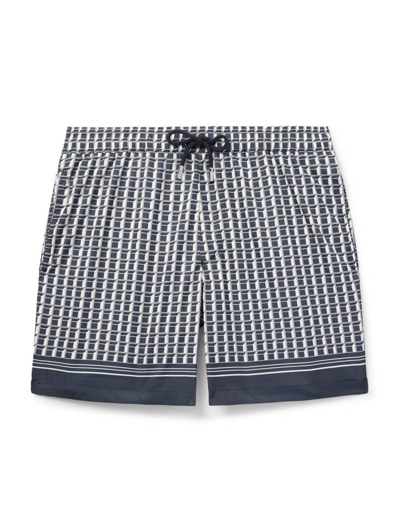 Mr P. - Straight-Leg Mid-Length Printed Swim Shorts - Men - Blue - XL von Mr P.