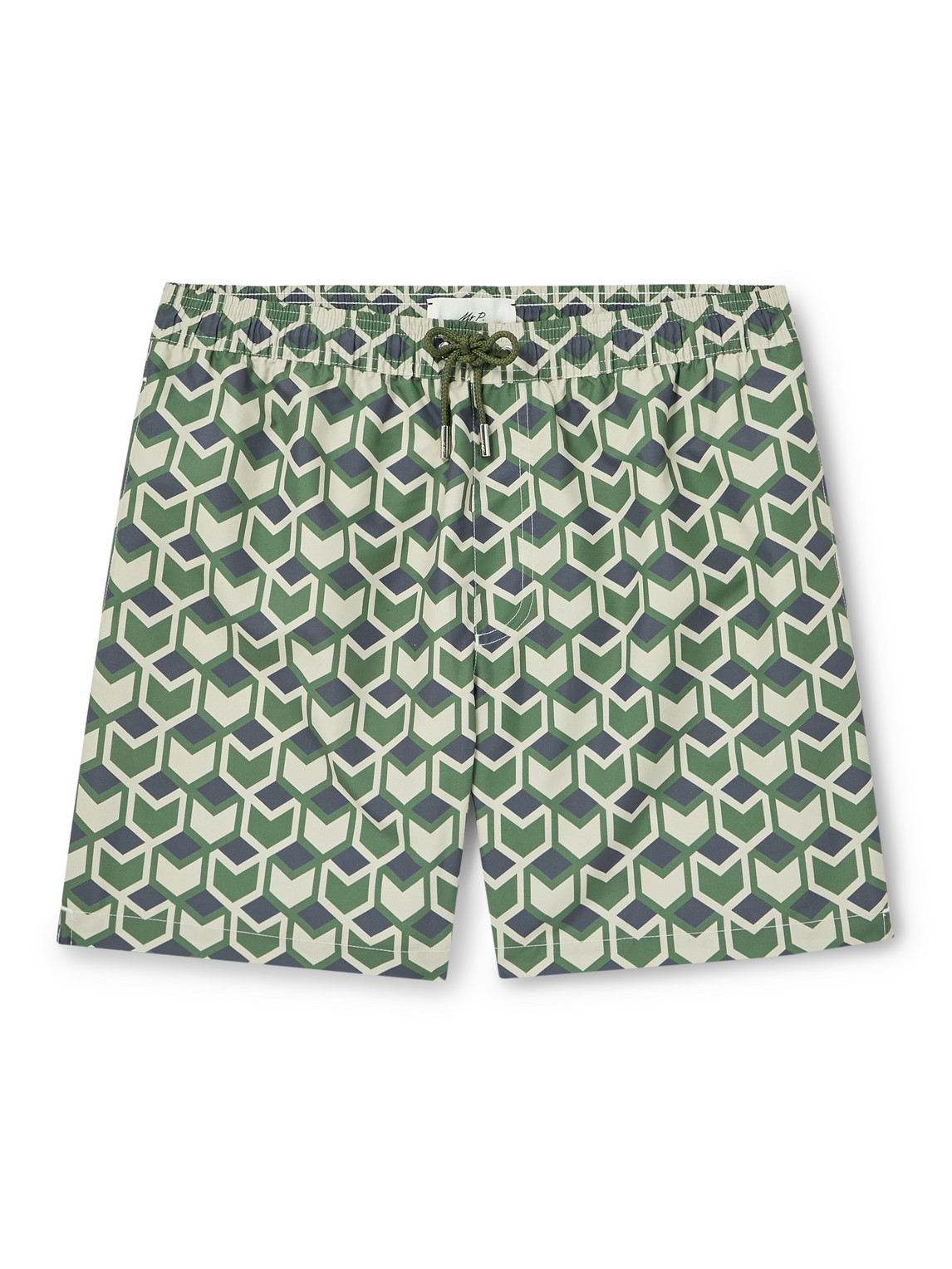 Mr P. - Straight-Leg Mid-Length Printed Swim Shorts - Men - Green - XL von Mr P.
