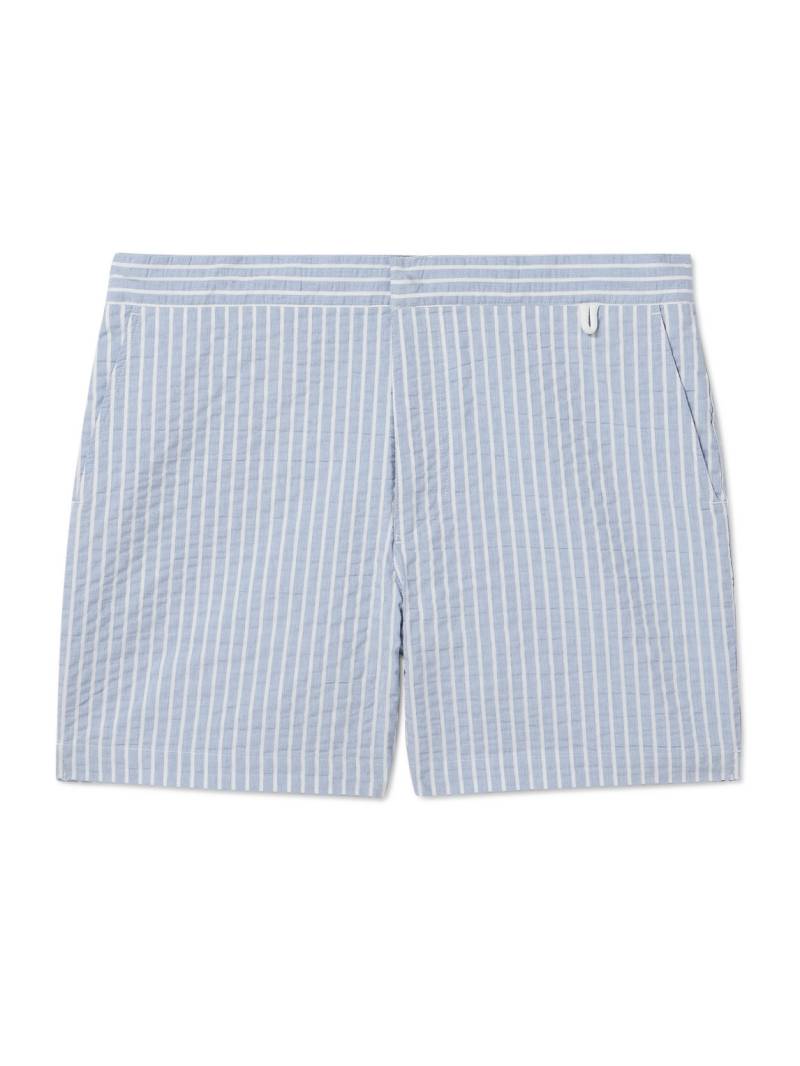 Mr P. - Straight-Leg Mid-Length Striped Seersucker Swim Shorts - Men - Blue - M von Mr P.