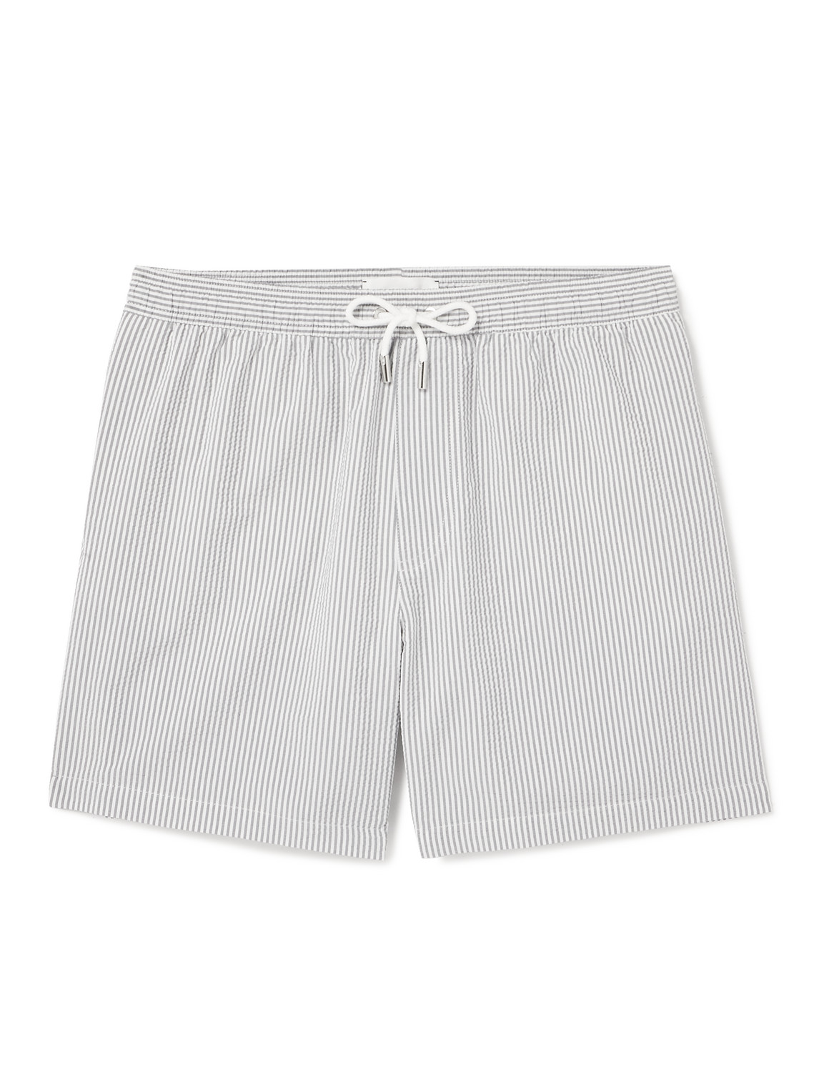 Mr P. - Straight-Leg Mid-Length Striped Seersucker Swim Shorts - Men - Gray - XXL von Mr P.