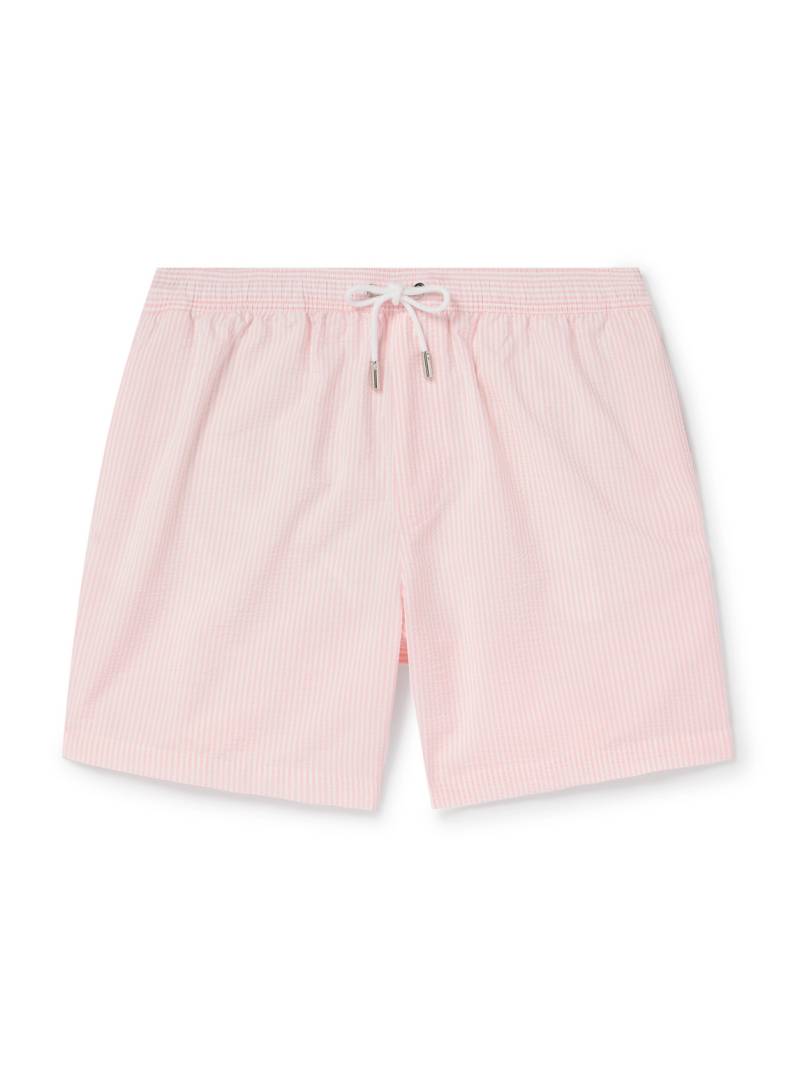 Mr P. - Straight-Leg Mid-Length Striped Seersucker Swim Shorts - Men - Pink - XXL Mr P. - Straight-Leg Mid-Length Striped Seersucker Swim Shorts - Men - Pink - XXL von Mr P.