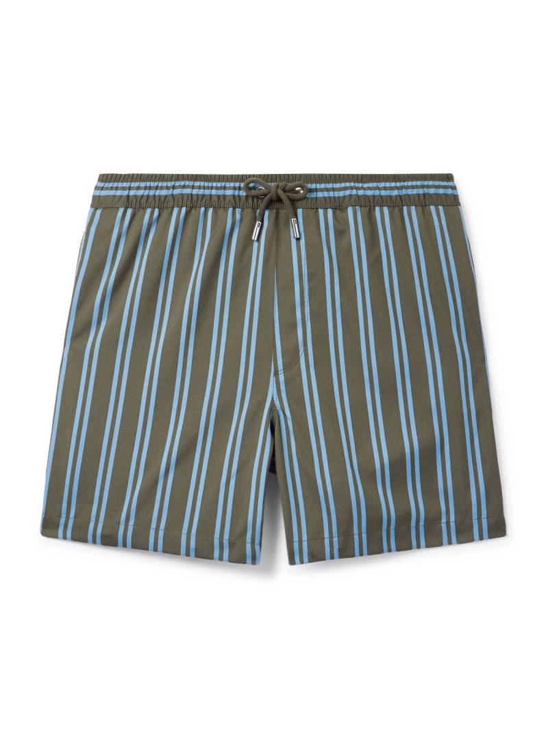 Mr P. - Straight-Leg Mid-Length Striped Swim Shorts - Men - Green - XL von Mr P.