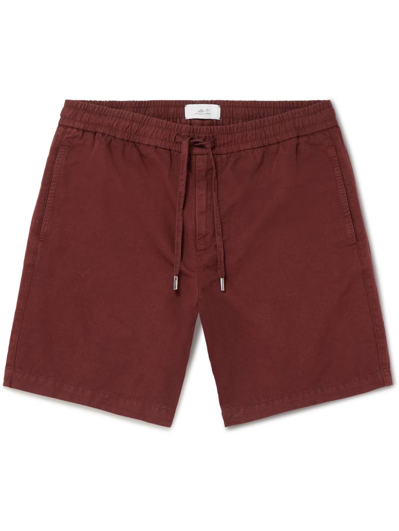 Mr P. - Straight-Leg Organic Cotton and Linen-Blend Drawstring Shorts - Men - Burgundy - 40 von Mr P.