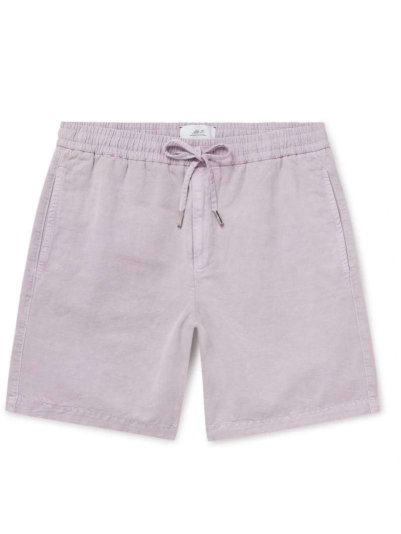Mr P. - Straight-Leg Organic Cotton and Linen-Blend Drawstring Shorts - Men - Purple - 32 von Mr P.