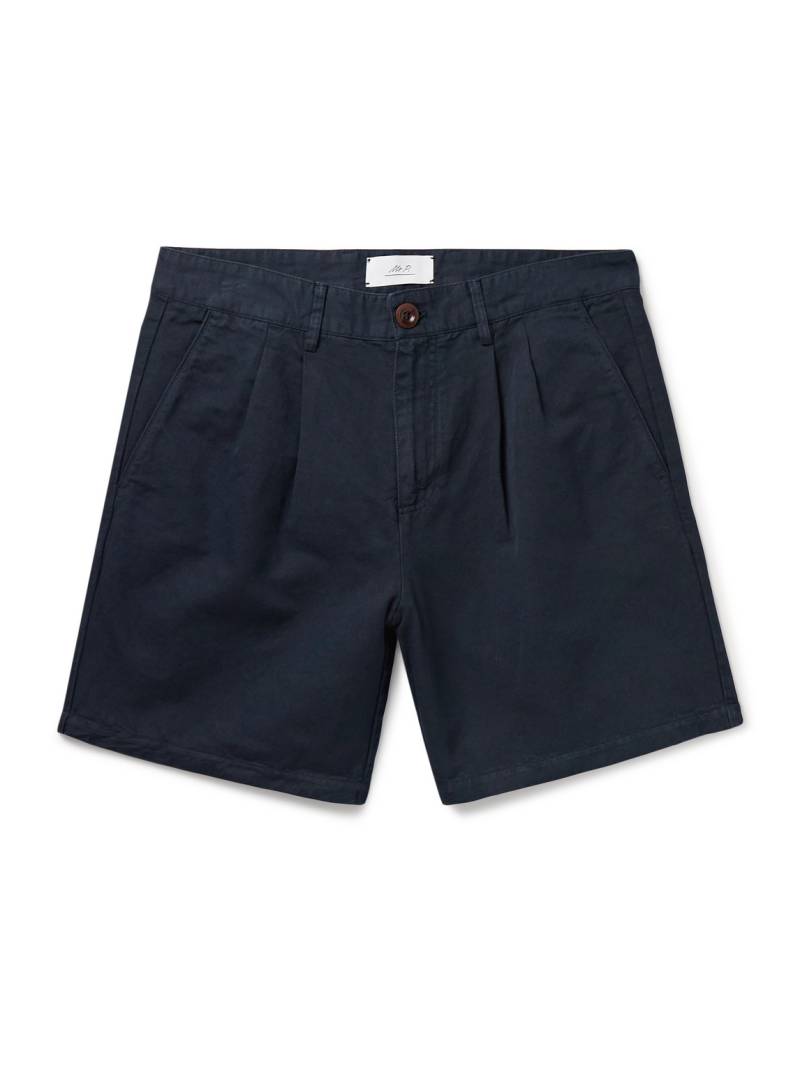 Mr P. - Straight-Leg Pleated Cotton and Linen-Blend Twill Shorts - Men - Blue - 38 Mr P. - Straight-Leg Pleated Cotton and Linen-Blend Twill Shorts - Men - Blue - 38 von Mr P.