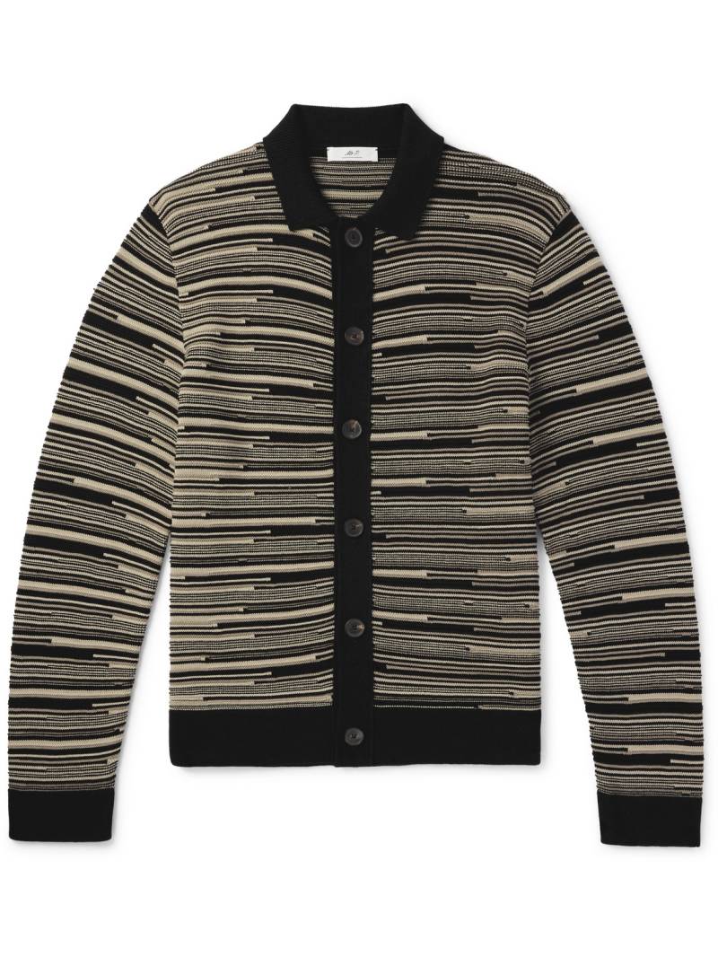 Mr P. - Striped Cotton Cardigan - Men - Black - L von Mr P.