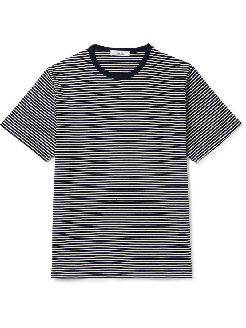Mr P. - Striped Cotton-Jersey T-Shirt - Men - Blue - S von Mr P.