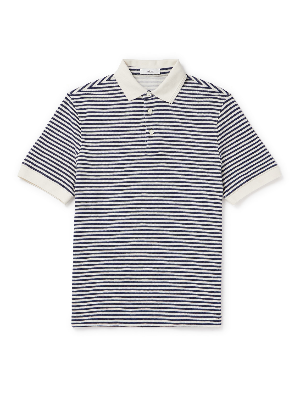 Mr P. - Striped Organic Cotton Polo Shirt - Men - Blue - XXL von Mr P.