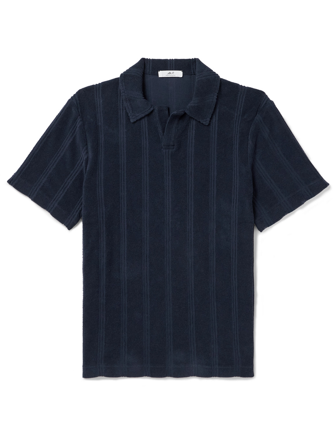 Mr P. - Striped Cotton-Terry Polo Shirt - Men - Blue - XS Mr P. - Striped Cotton-Terry Polo Shirt - Men - Blue - XS von Mr P.
