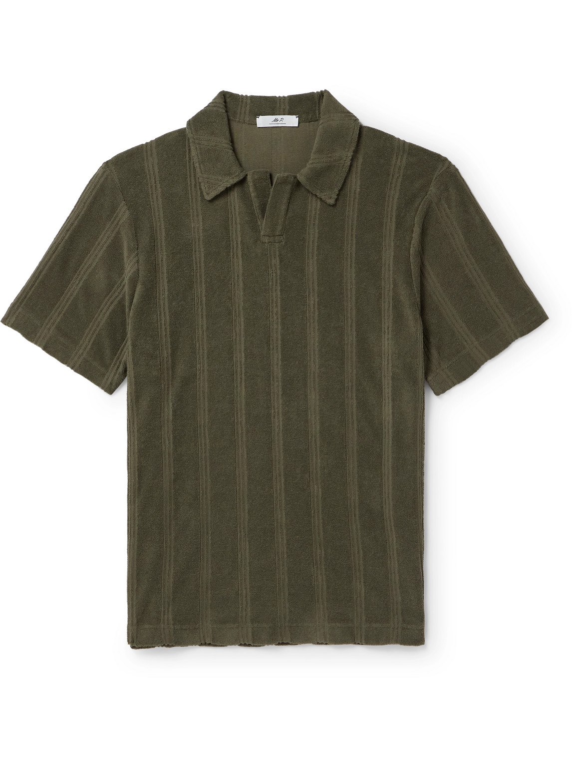 Mr P. - Striped Cotton-Terry Polo Shirt - Men - Green - XXL Mr P. - Striped Cotton-Terry Polo Shirt - Men - Green - XXL von Mr P.
