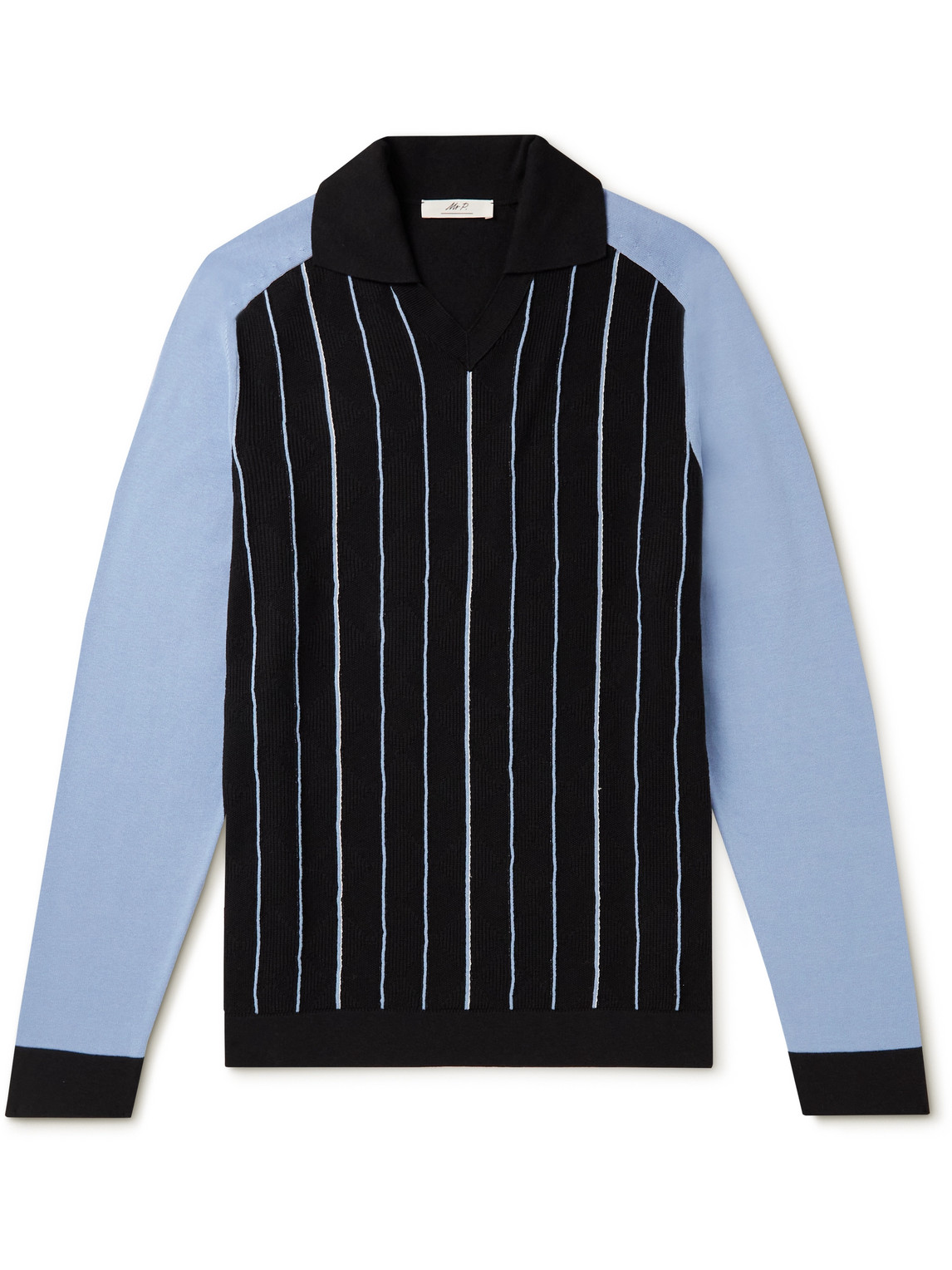 Mr P. - Striped Jacquard Polo Shirt - Men - Blue - XS Mr P. - Striped Jacquard Polo Shirt - Men - Blue - XS von Mr P.