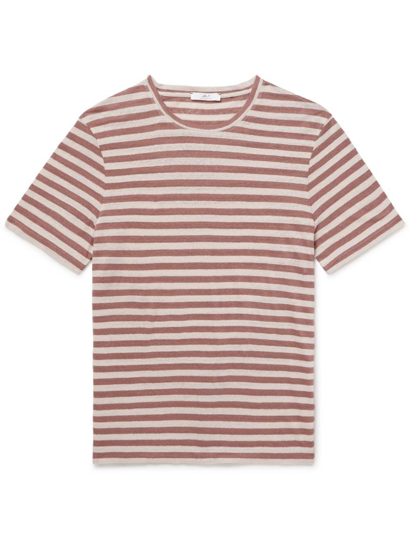 Mr P. - Striped Linen T-Shirt - Men - Brown - XXL von Mr P.