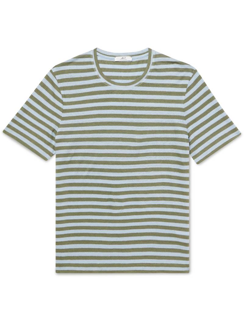 Mr P. - Striped Linen T-Shirt - Men - Green - XXL von Mr P.