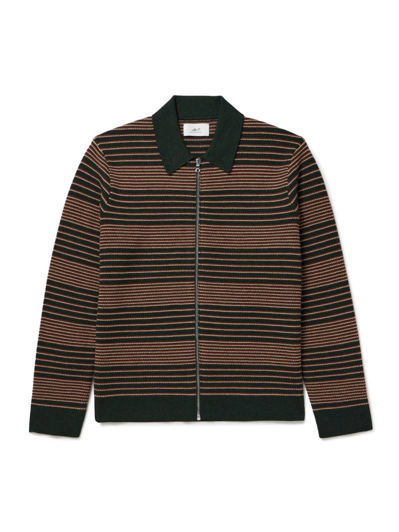 Mr P. - Striped Merino Wool-Jacquard Zip-Up Cardigan - Men - Brown - XXL von Mr P.
