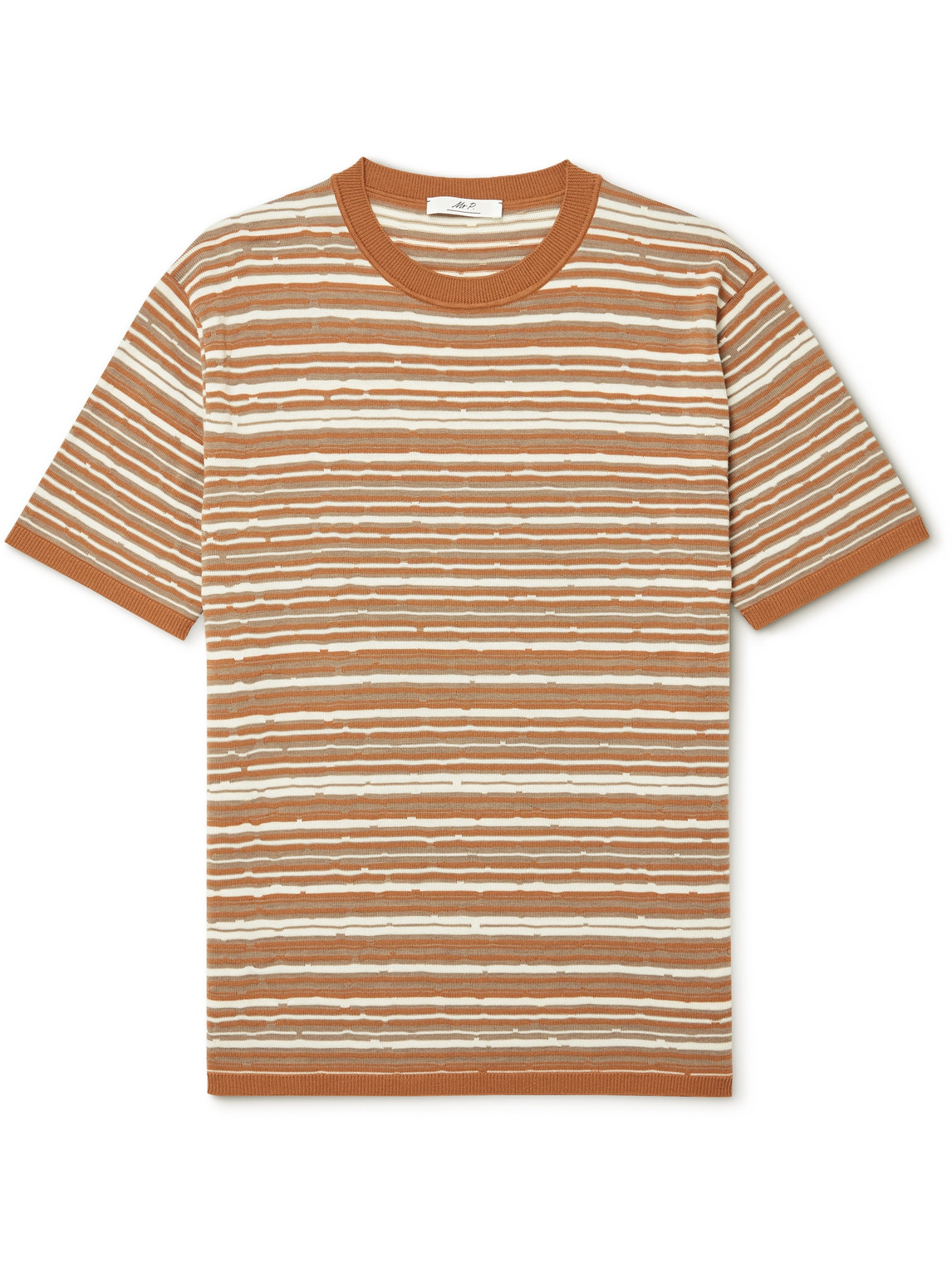 Mr P. - Striped Merino Wool T-Shirt - Men - Orange - XXL Mr P. - Striped Merino Wool T-Shirt - Men - Orange - XXL von Mr P.
