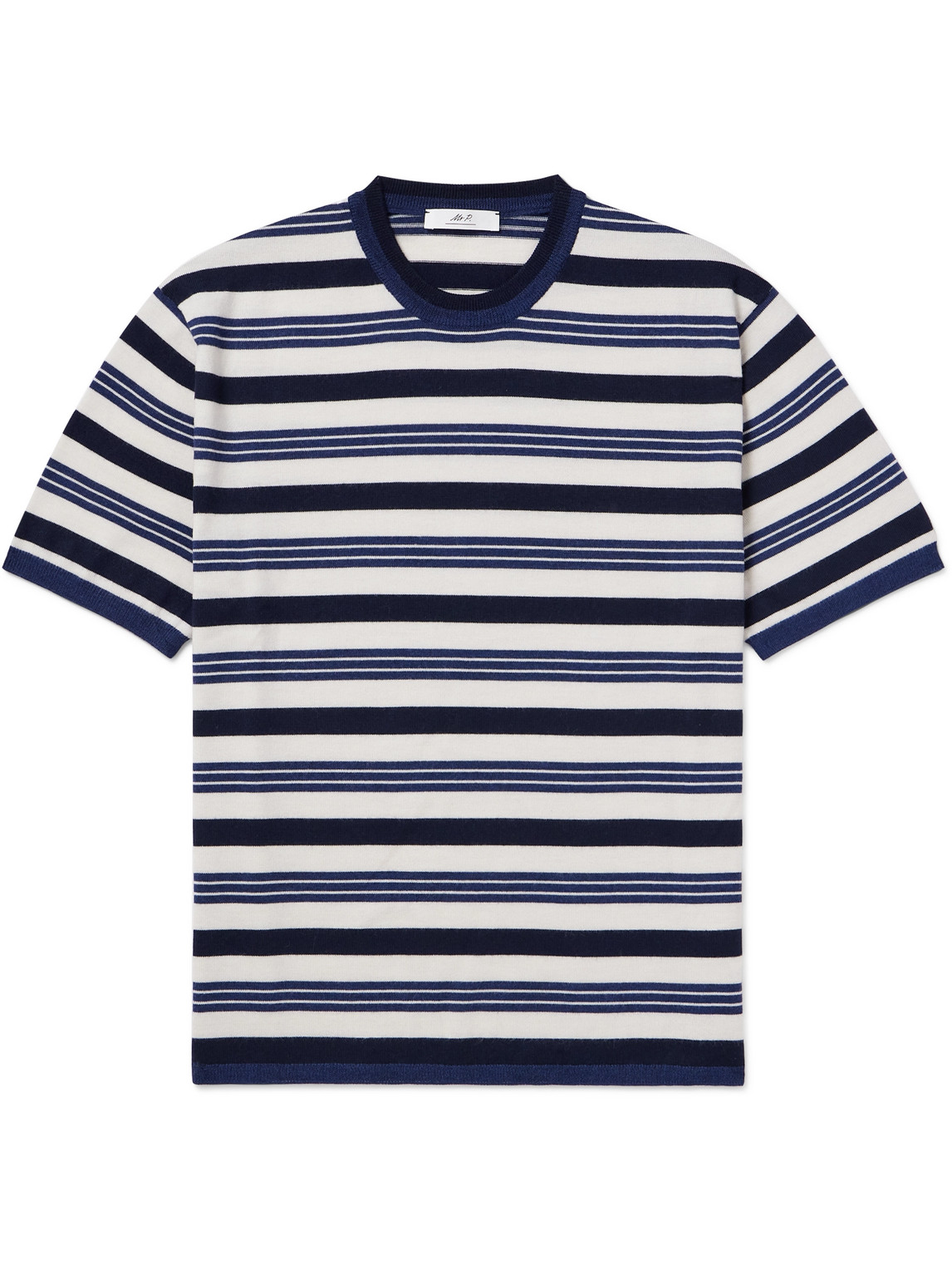Mr P. - Striped Merino Wool T-Shirt - Men - Blue - L von Mr P.