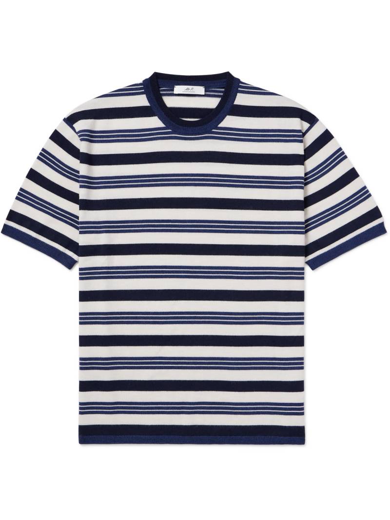Mr P. - Striped Merino Wool T-Shirt - Men - Blue - S von Mr P.