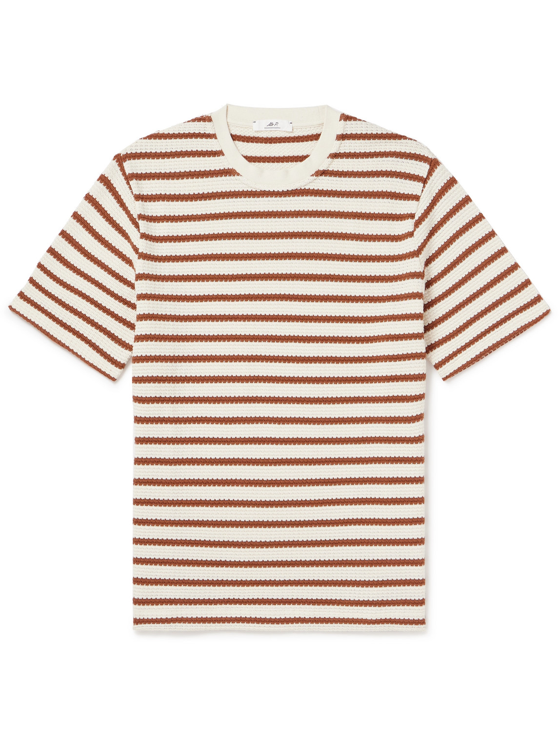 Mr P. - Striped Open-Knit Organic Cotton T-Shirt - Men - Brown - XL von Mr P.
