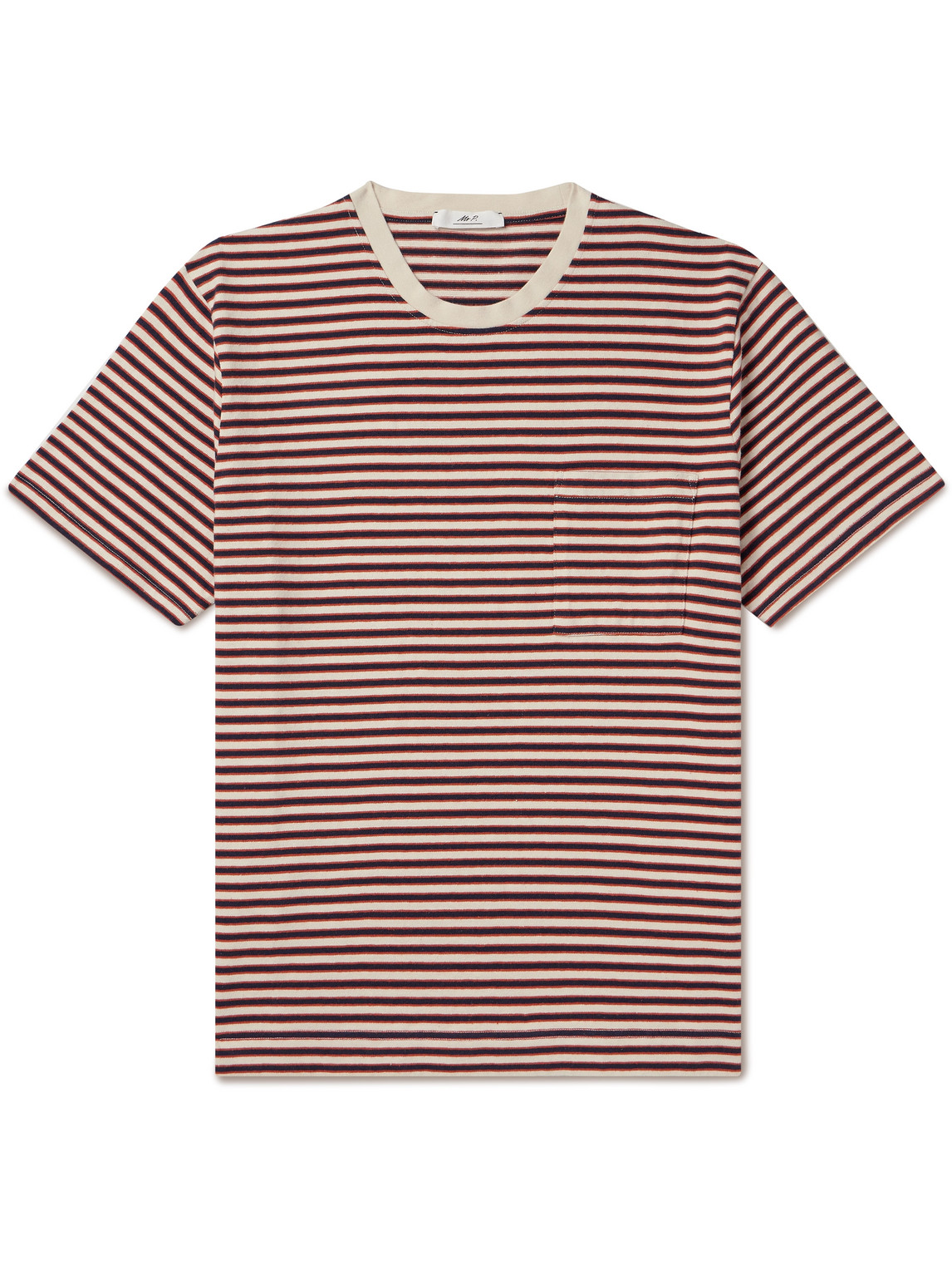 Mr P. - Striped Organic Cotton-Jersey T-Shirt - Men - Red - L von Mr P.
