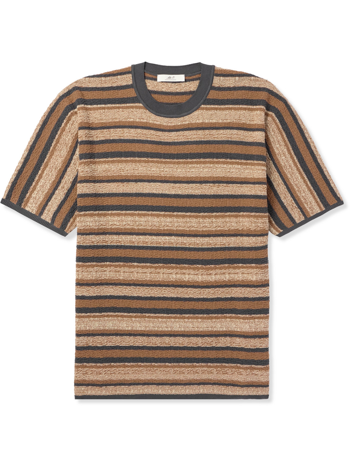 Mr P. - Striped Textured-Cotton T-Shirt - Men - Brown - L von Mr P.