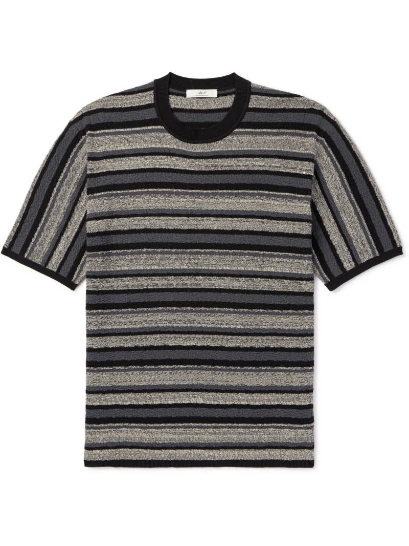 Mr P. - Striped Textured-Cotton T-Shirt - Men - Gray - L von Mr P.