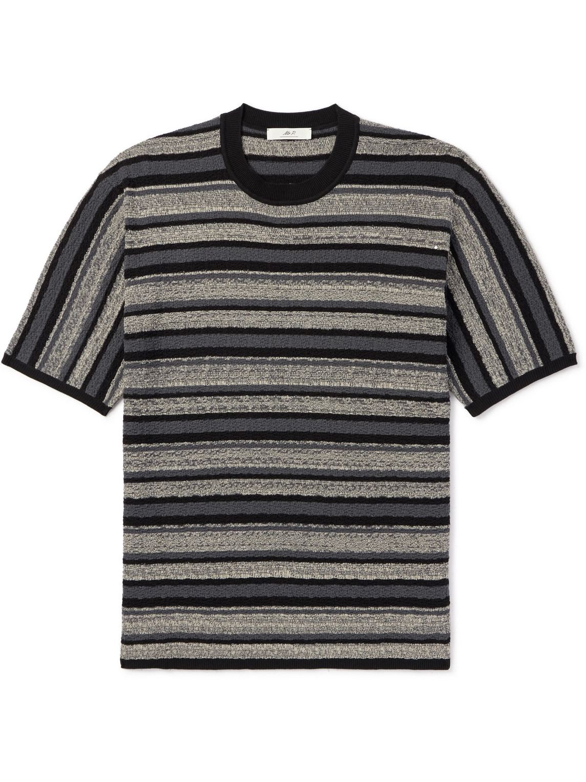 Mr P. - Striped Textured-Cotton T-Shirt - Men - Gray - XL von Mr P.