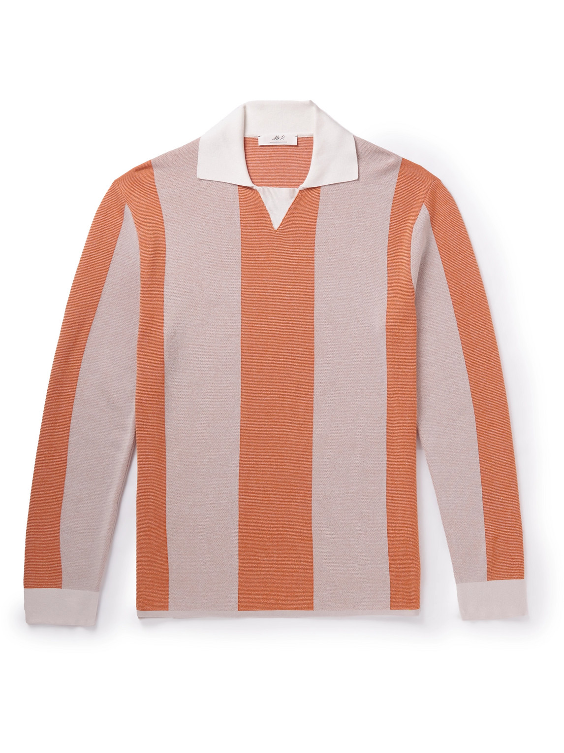 Mr P. - Striped Two-Tone Honeycomb-Knit Cotton-Blend Polo Shirt - Men - Orange - L Mr P. - Striped Two-Tone Honeycomb-Knit Cotton-Blend Polo Shirt - Men - Orange - L von Mr P.