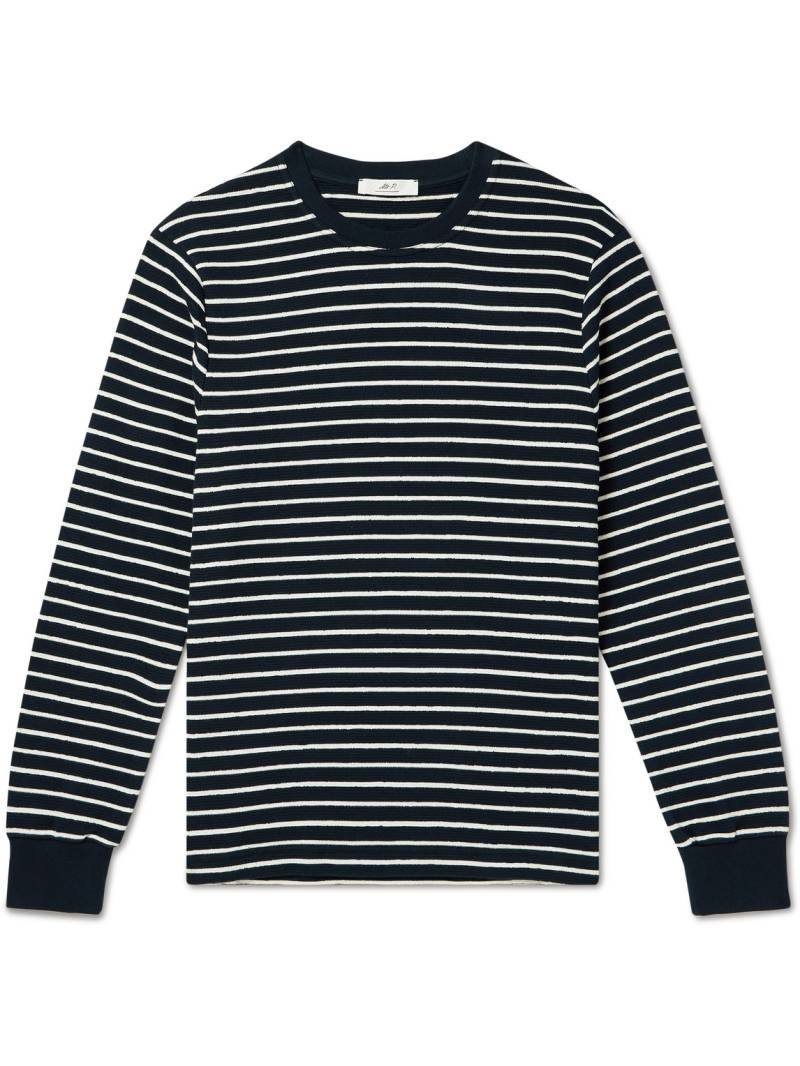 Mr P. - Striped Waffle-Knit Cotton Sweater - Men - Blue - S von Mr P.