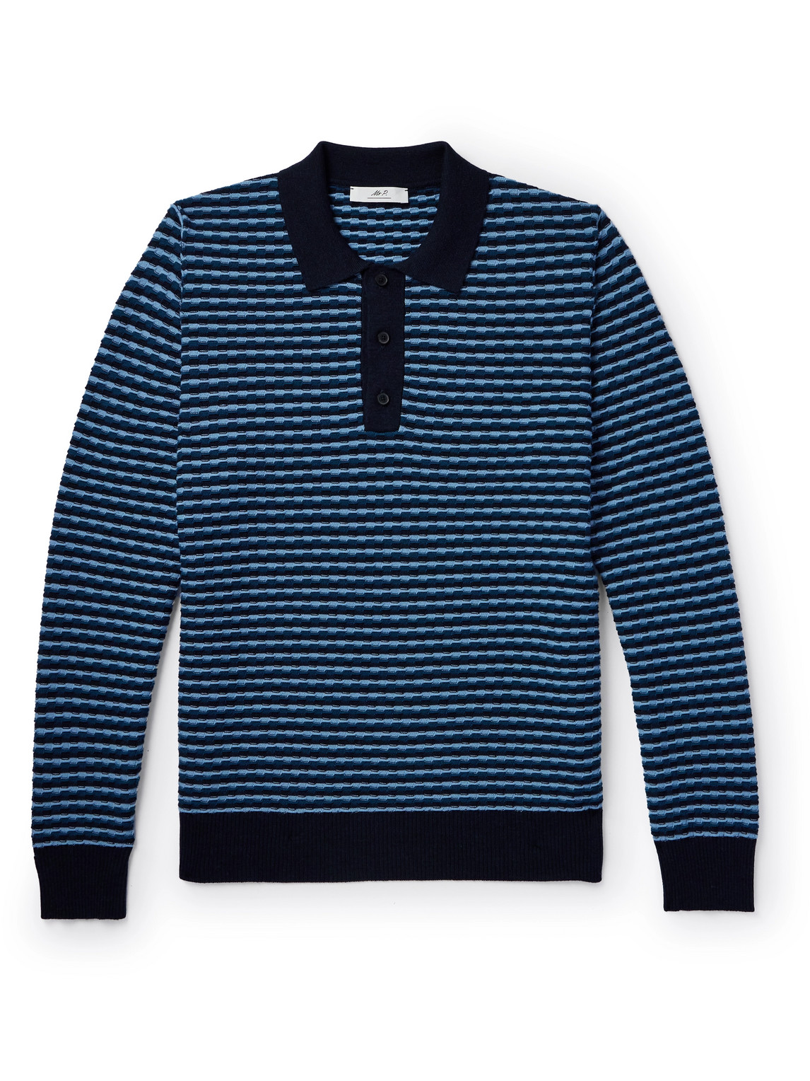 Mr P. - Striped Wool Polo Shirt - Men - Blue - L Mr P. - Striped Wool Polo Shirt - Men - Blue - L von Mr P.