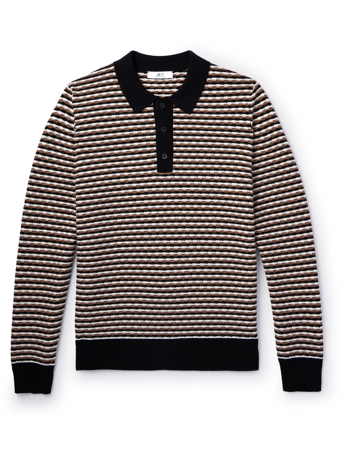 Mr P. - Striped Wool Polo Shirt - Men - Brown - L von Mr P.