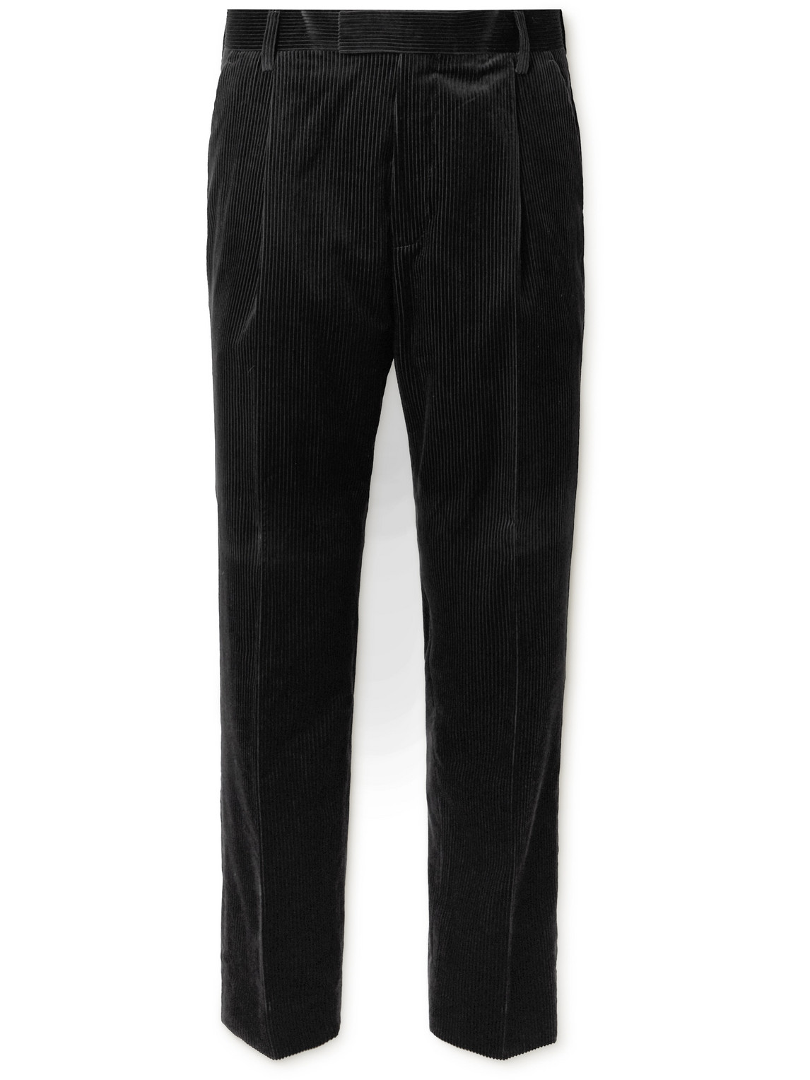 Mr P. - Tapered Pleated Cotton and Cashmere-Blend Corduroy Trousers - Men - Black - 28 von Mr P.